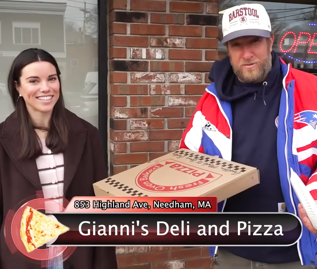 Portnoy Pops Into Needham With Drake Maye’s Wife for a One Bite Surprise