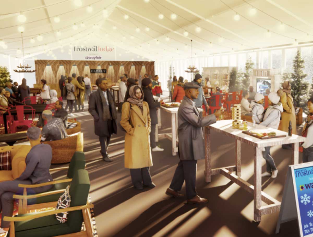 Frostival Lodge at Copley Square brings alpine vibes, curling, and carbs to the city