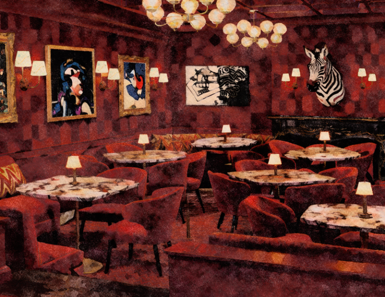 Zebra Room Boston restaurant drawing