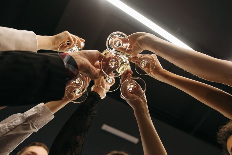 Friends toasting with champagne glasses